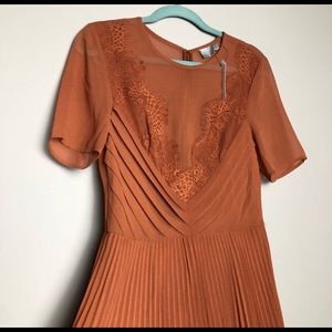 ASOS burnt orange chiffon lace dress NWT